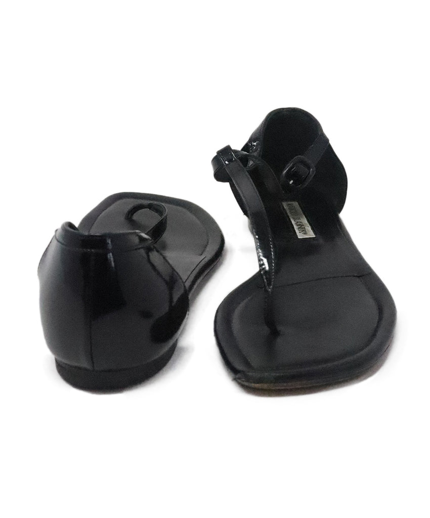 Manolo Blahnik Black Patent Leather Sandals 2