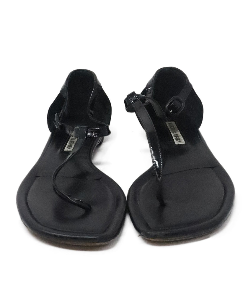 Manolo Blahnik Black Patent Leather Sandals 3
