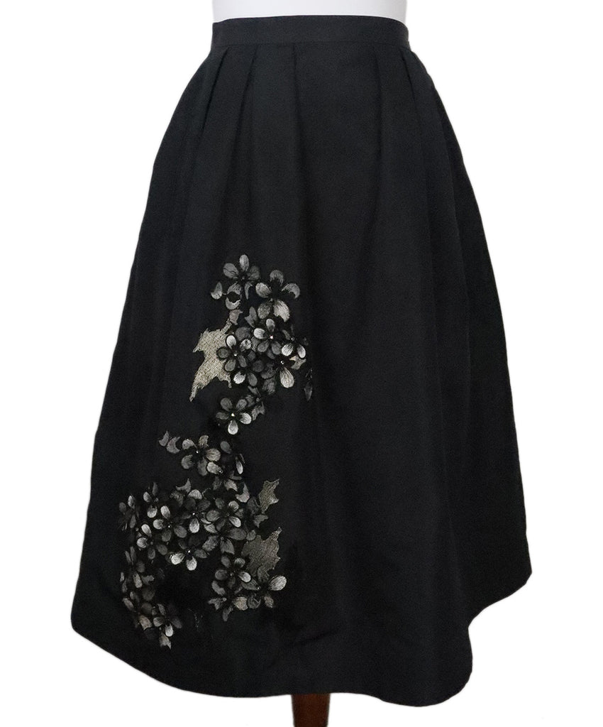 Michael Kors Black Floral Applique Skirt 