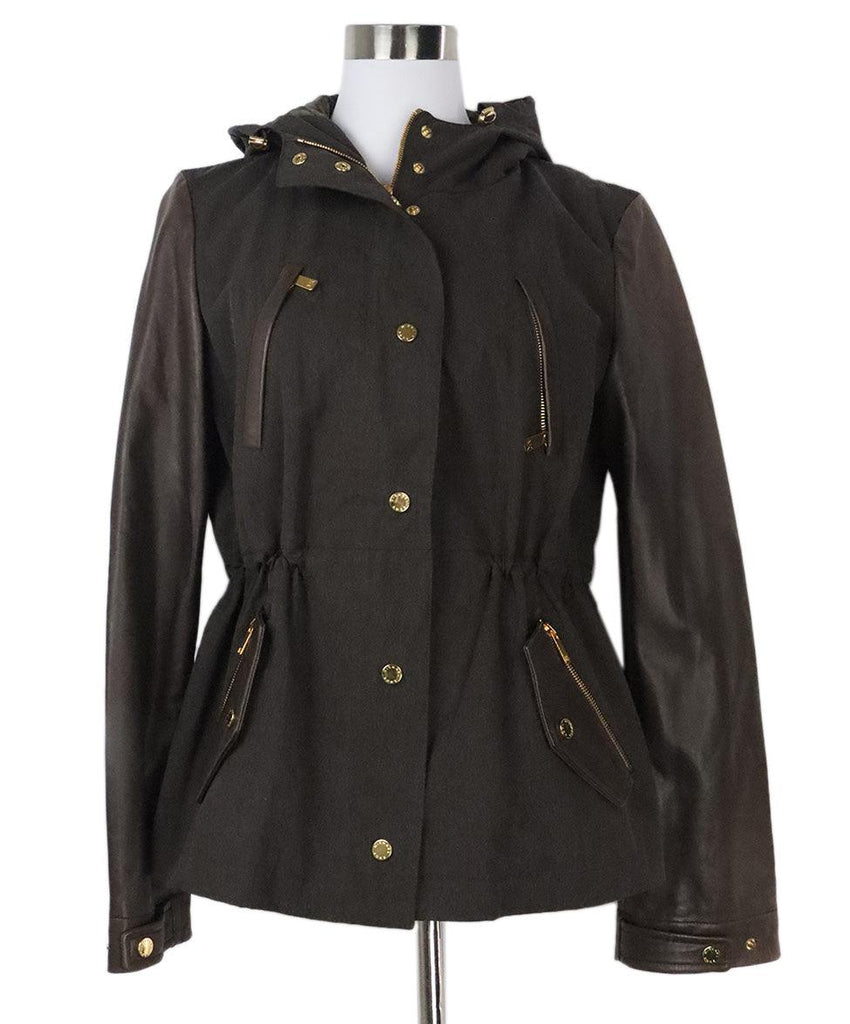 Michael Kors Brown Cotton & Faux Leather Jacket 