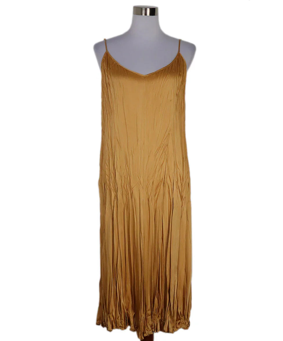 Michael Kors Gold Pleated Dress sz 14 l Michael's Luxury Consignment Michael's Consignment NYC Michael Kors Gold Pleated Dress sz 14 l Michael's Luxury Consignment Michael's Consignment NYC