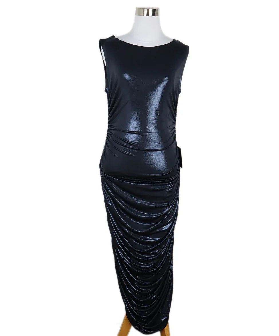 Norma Kamali Metallic Navy Evening Dress sz 2 l Michael's Luxury Consignment Michael's Consignment NYC Norma Kamali Metallic Navy Evening Dress sz 2 l Michael's Luxury Consignment Michael's Consignment NYC