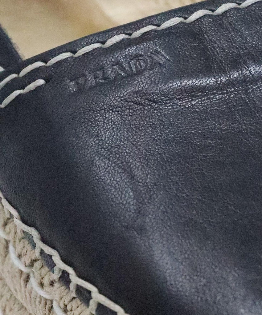 Prada Black Leather Platform Espadrilles sz 8 - Michael's Consignment NYC