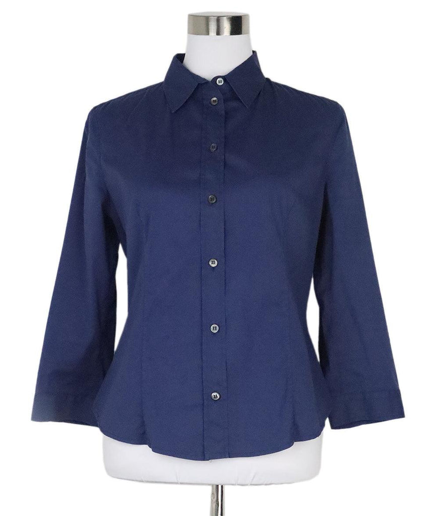 Prada Blue Cotton Shirt sz 6 - Michael's Consignment NYC