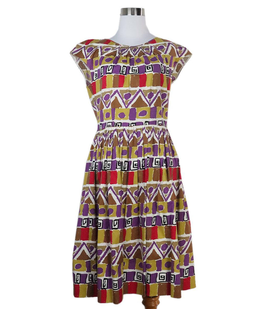 Prada Purple & Mustard Print Dress sz 6 - Michael's Consignment NYC