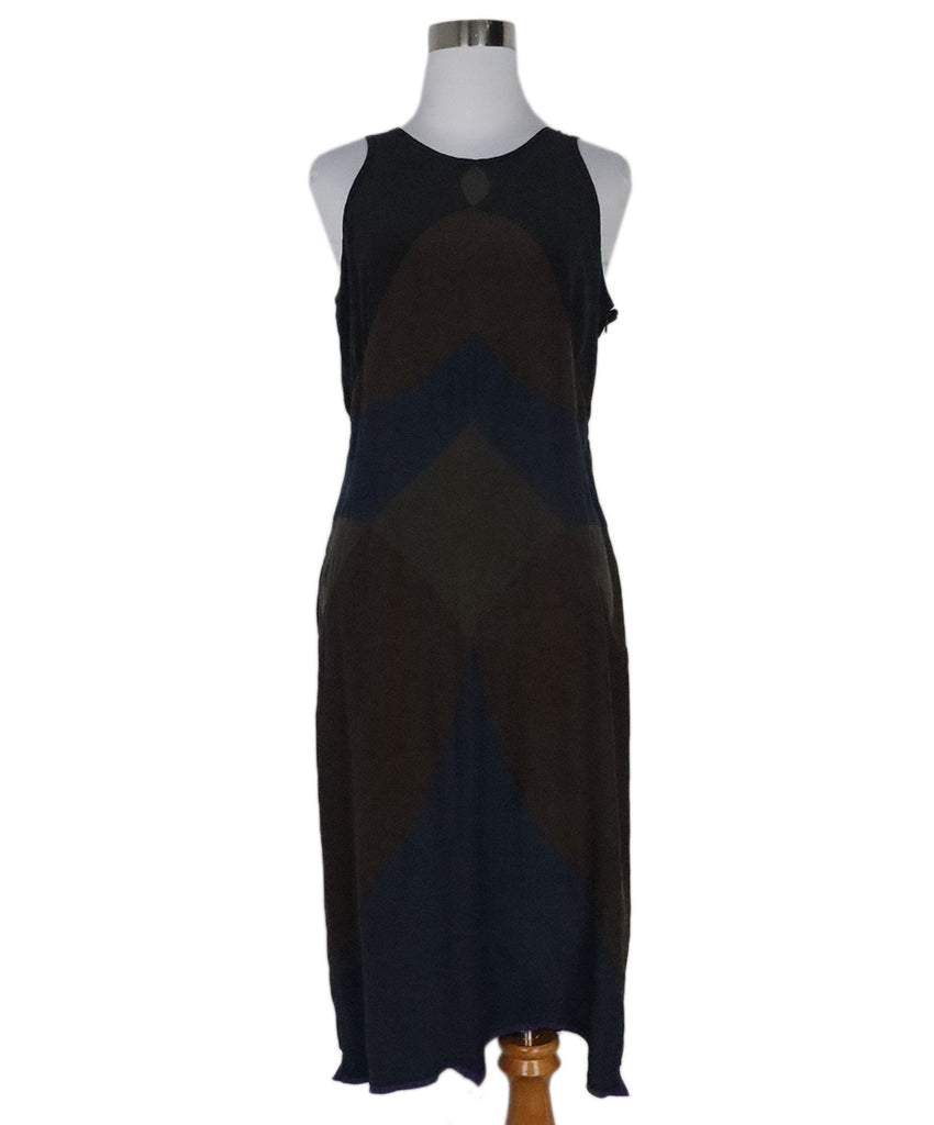 Prada Brown & Navy Silk Dress 