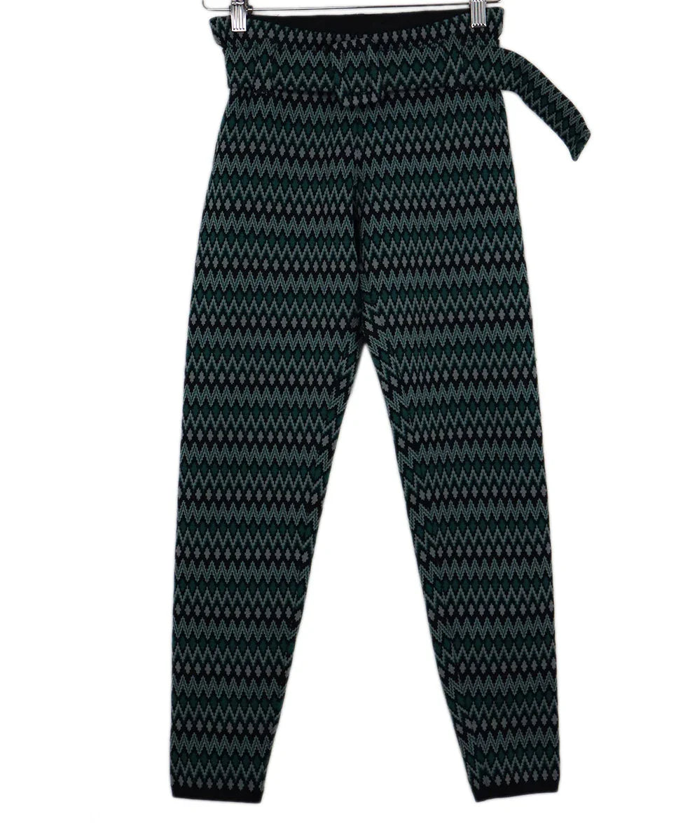 Prada Green & Navy Print Knit Pants sz 0 l Michael's Luxury