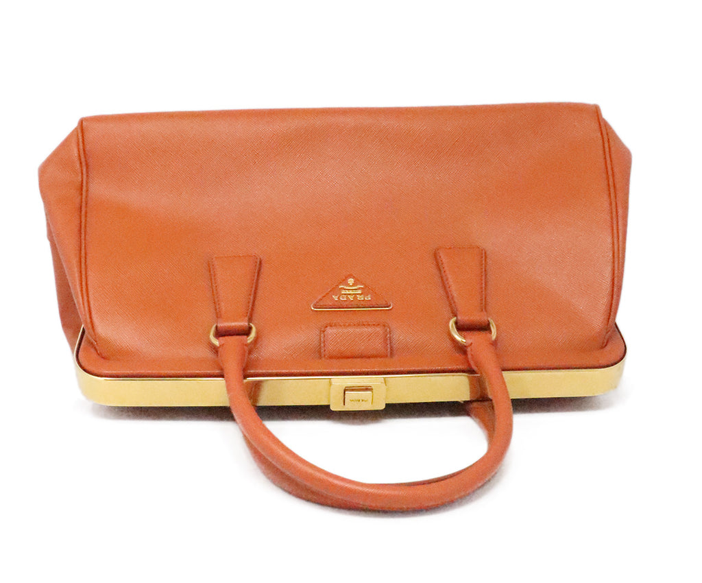 Prada Orange Leather Handbag 4