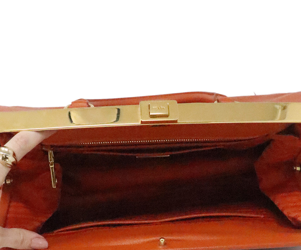 Prada Orange Leather Handbag 6