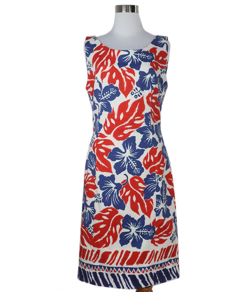 Prada Red & Blue Floral Print Dress 