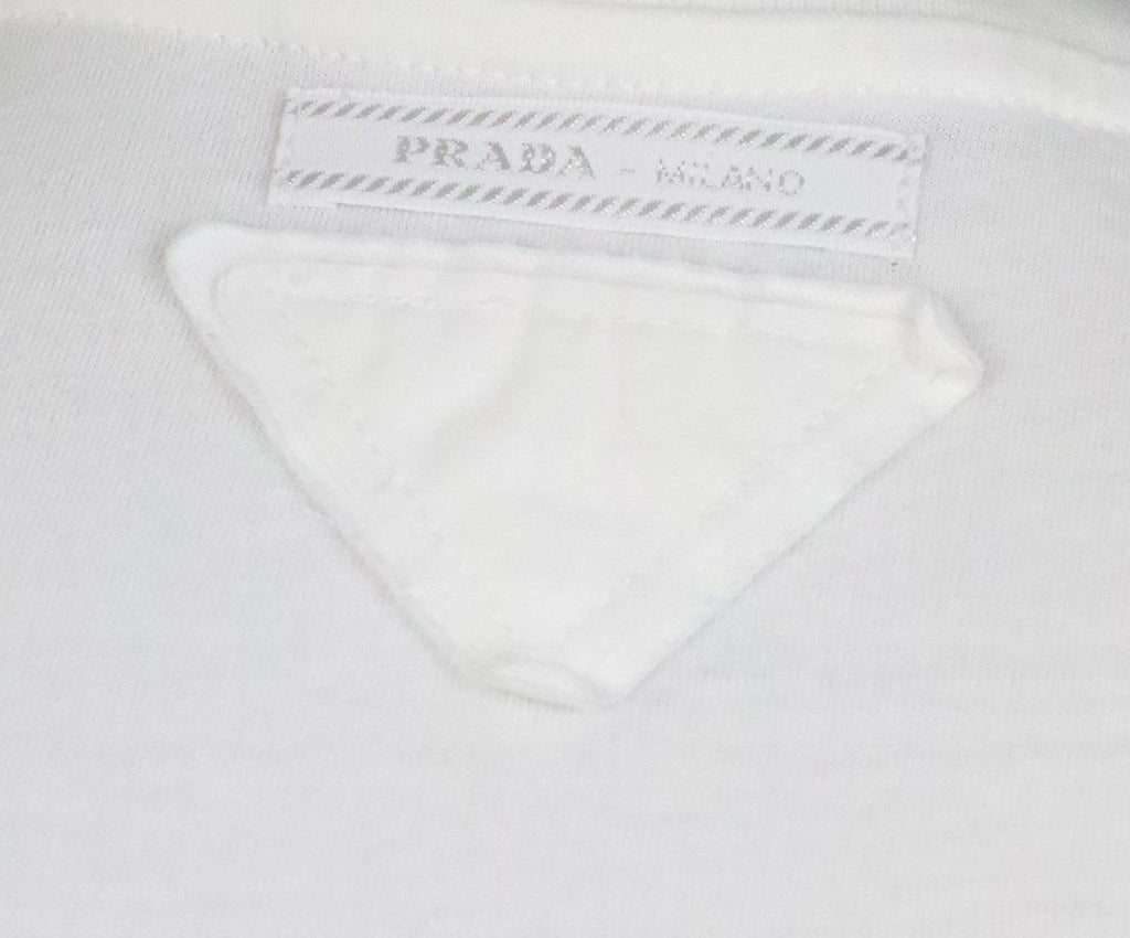 Prada White & Blue Embroidered T-Shirt sz 2 - Michael's Consignment NYC
