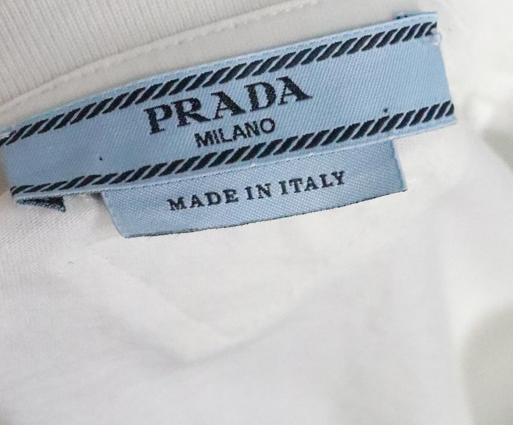 Prada White & Blue Embroidered T-Shirt sz 2 - Michael's Consignment NYC