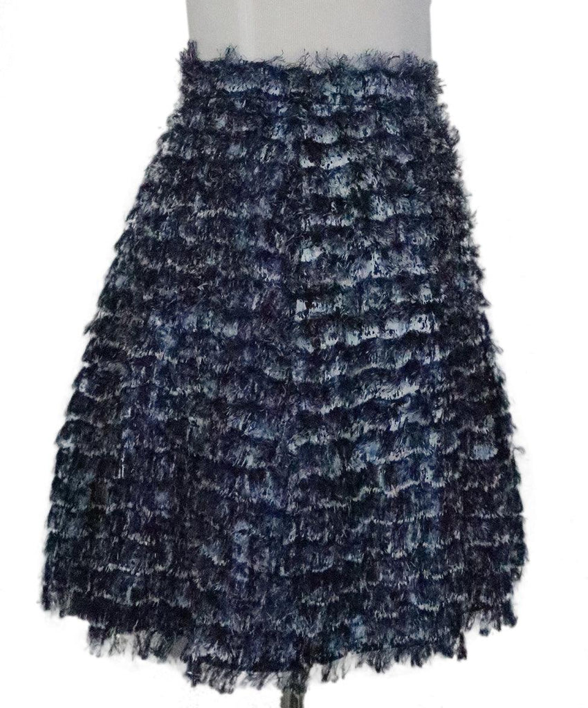Proenza Schouler Blue & Black Fringe Skirt 1