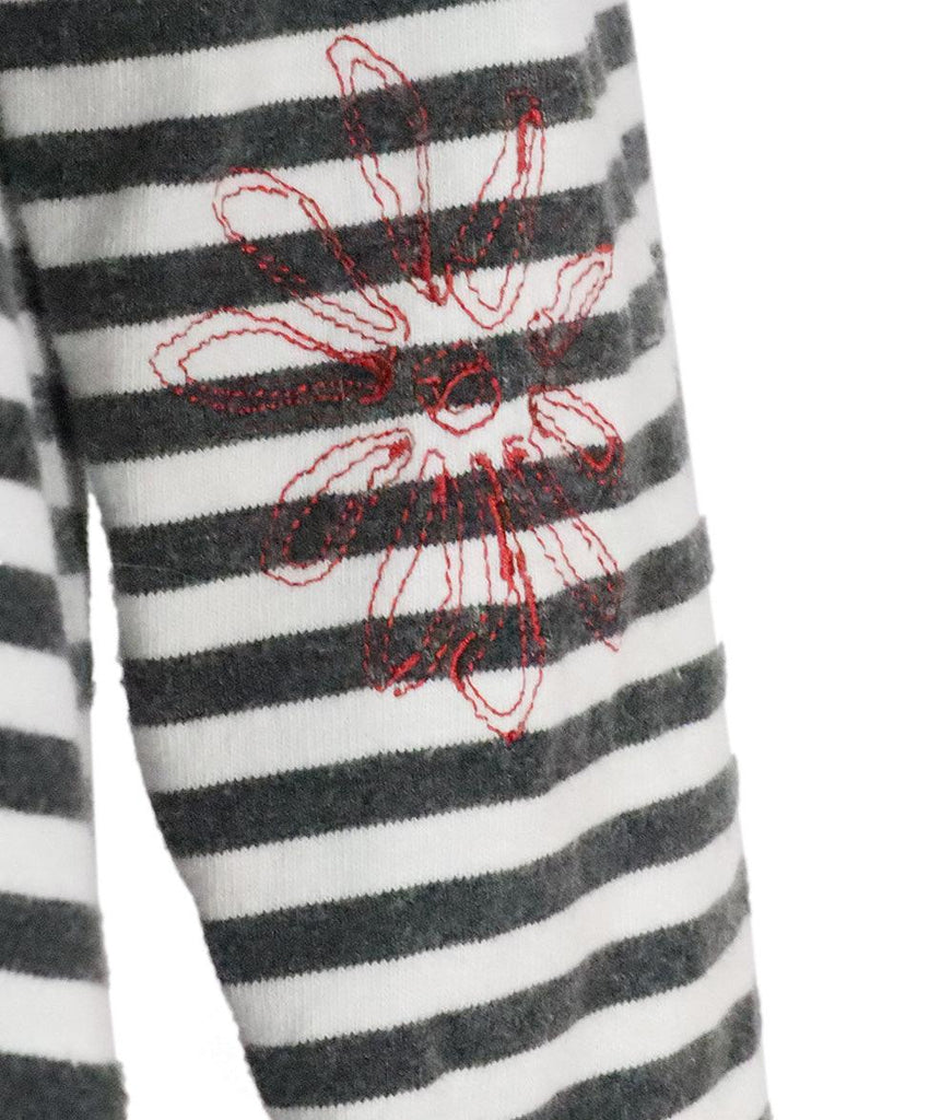 R 13 Grey & White Striped Embroidered Top sz 6 - Michael's Consignment NYC