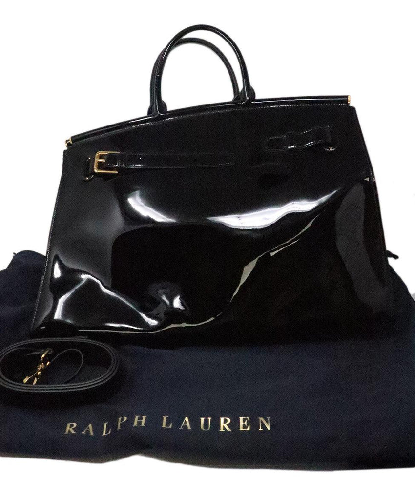 Ralph Lauren Black Patent Leather RL 50 Tote - Michael's Consignment NYC