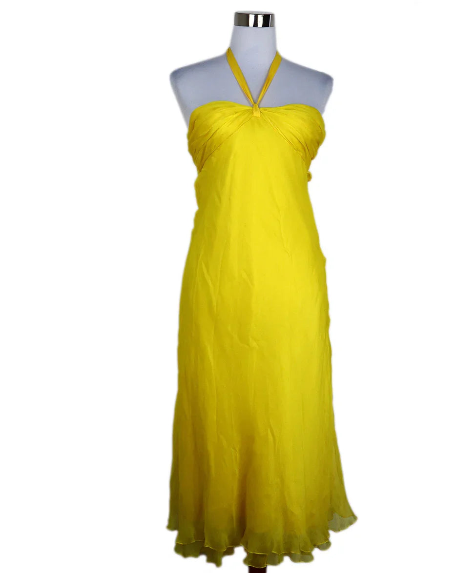 Ralph Lauren Yellow Silk Halter Dress sz 8 l Michael's Luxury Consignment Michael's Consignment NYC Ralph Lauren Yellow Silk Halter Dress sz 8 l Michael's Luxury Consignment Michael's Consignment NYC