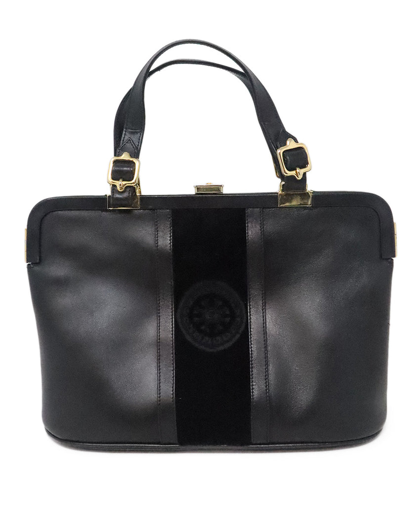 Roberta Di Camerino Black Leather & Velvet Bag 
