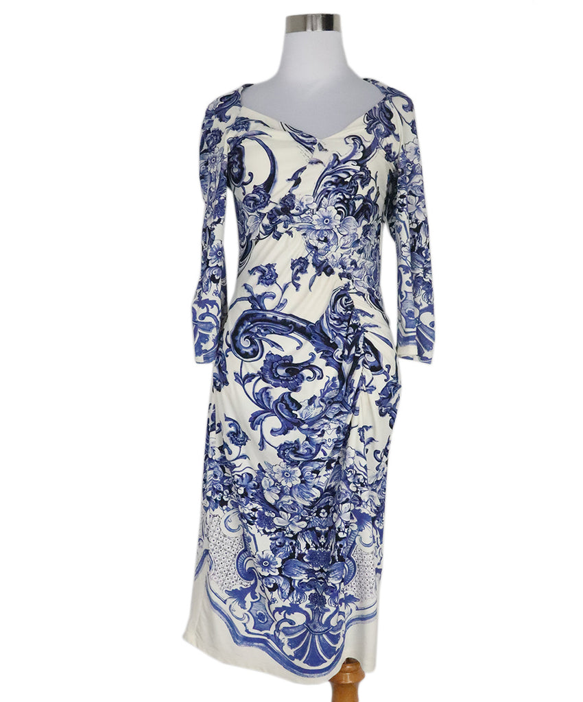 Roberto Cavalli Blue & White Floral Dress 