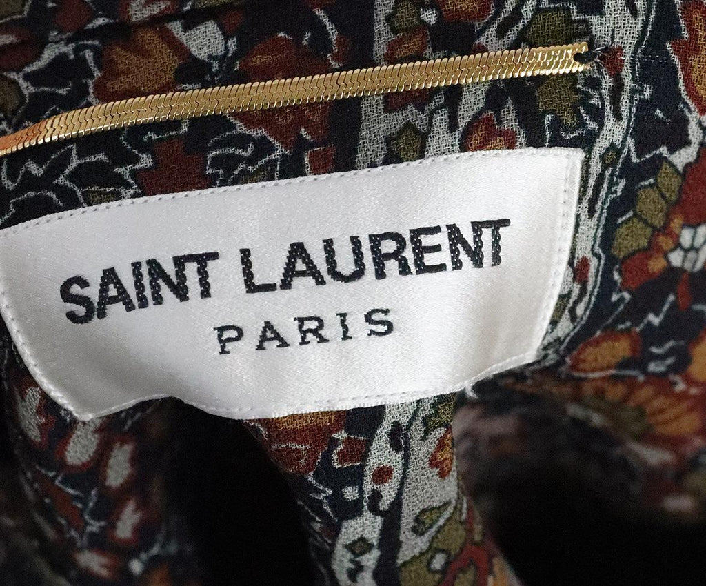 Saint Laurent Navy Floral Print Silk Dress 3