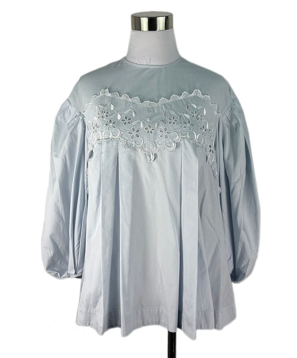 トップス simone rocha Simone Rocha Light Blue Cotton Top w/Embroidery Sz6 l Michael's
