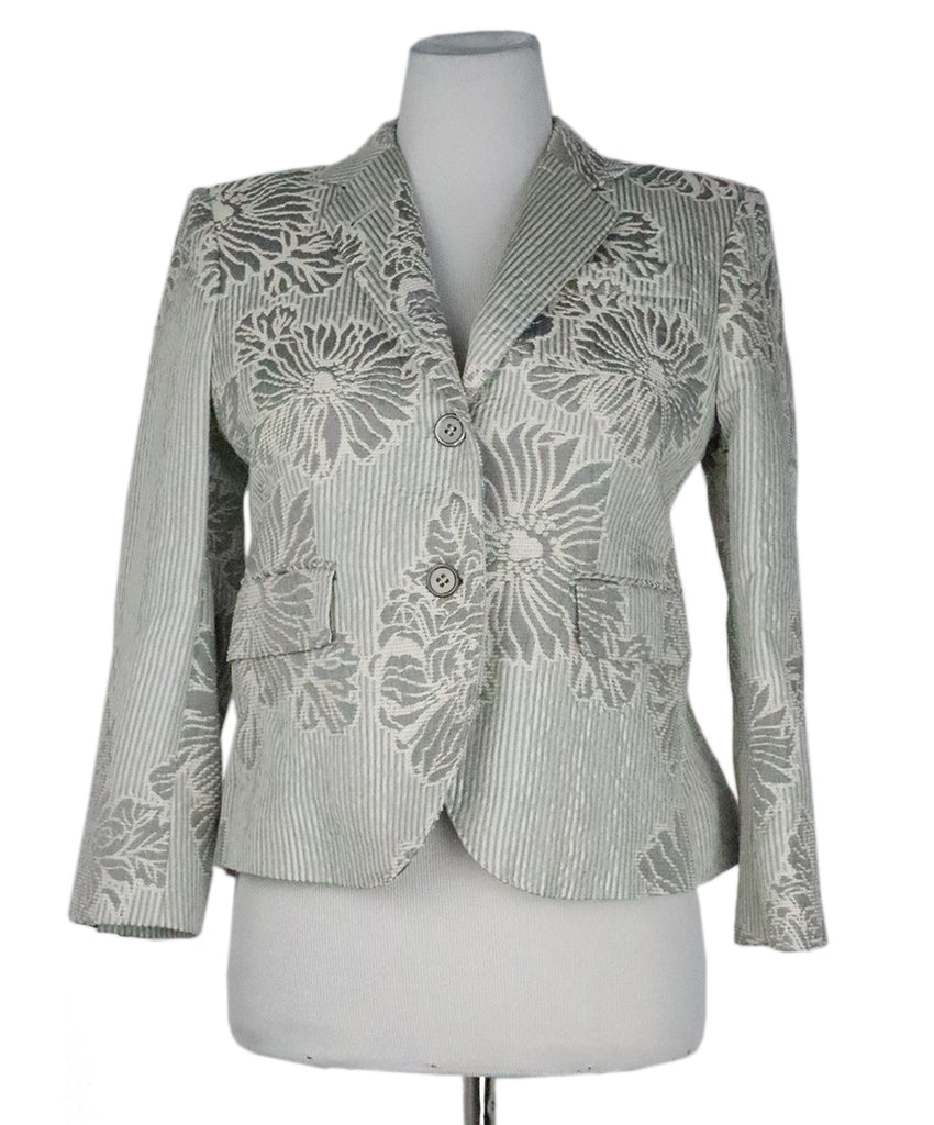 Thom Browne Grey & White Floral Silk Jacket 