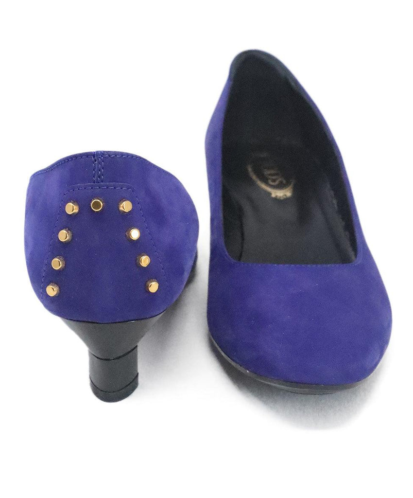 Tod's Blue Suede & Gold Stud Heels sz 8 - Michael's Consignment NYC