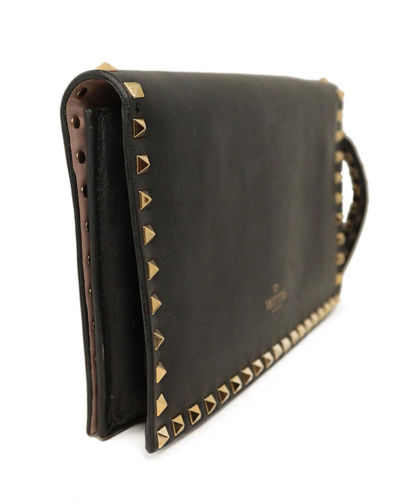 Valentino Black Leather Studded Clutch - Michael's Consignment NYC