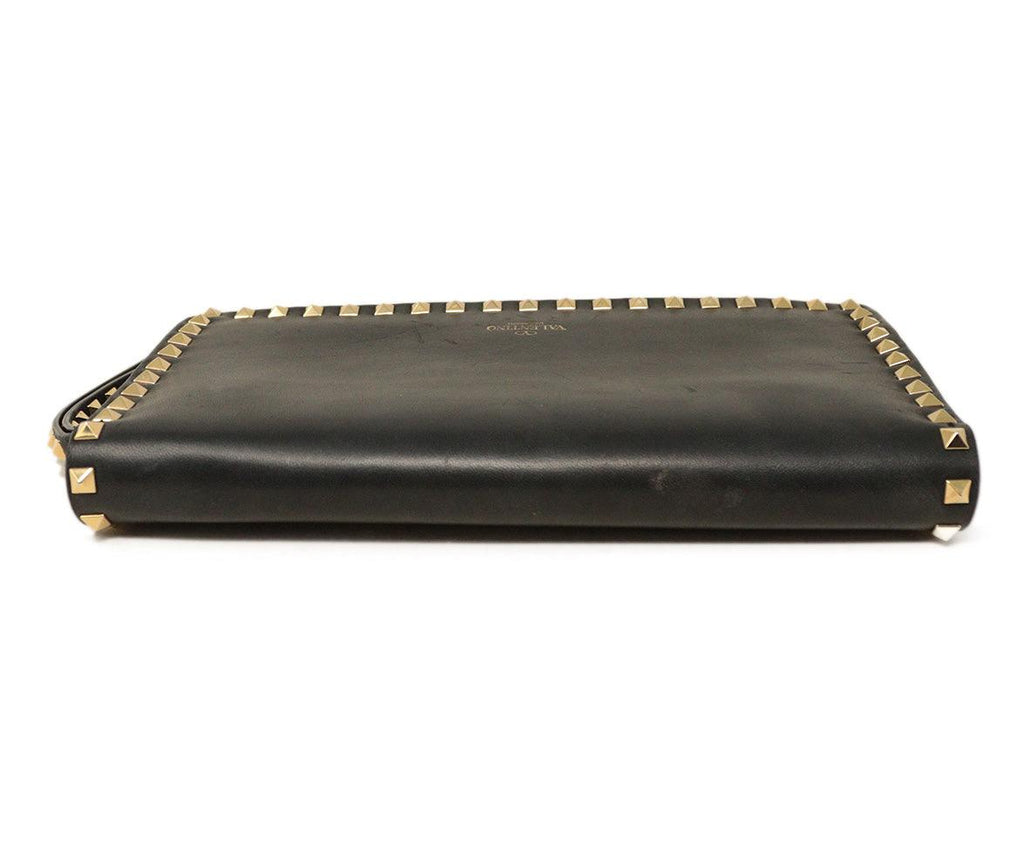 Valentino Black Leather Studded Clutch - Michael's Consignment NYC