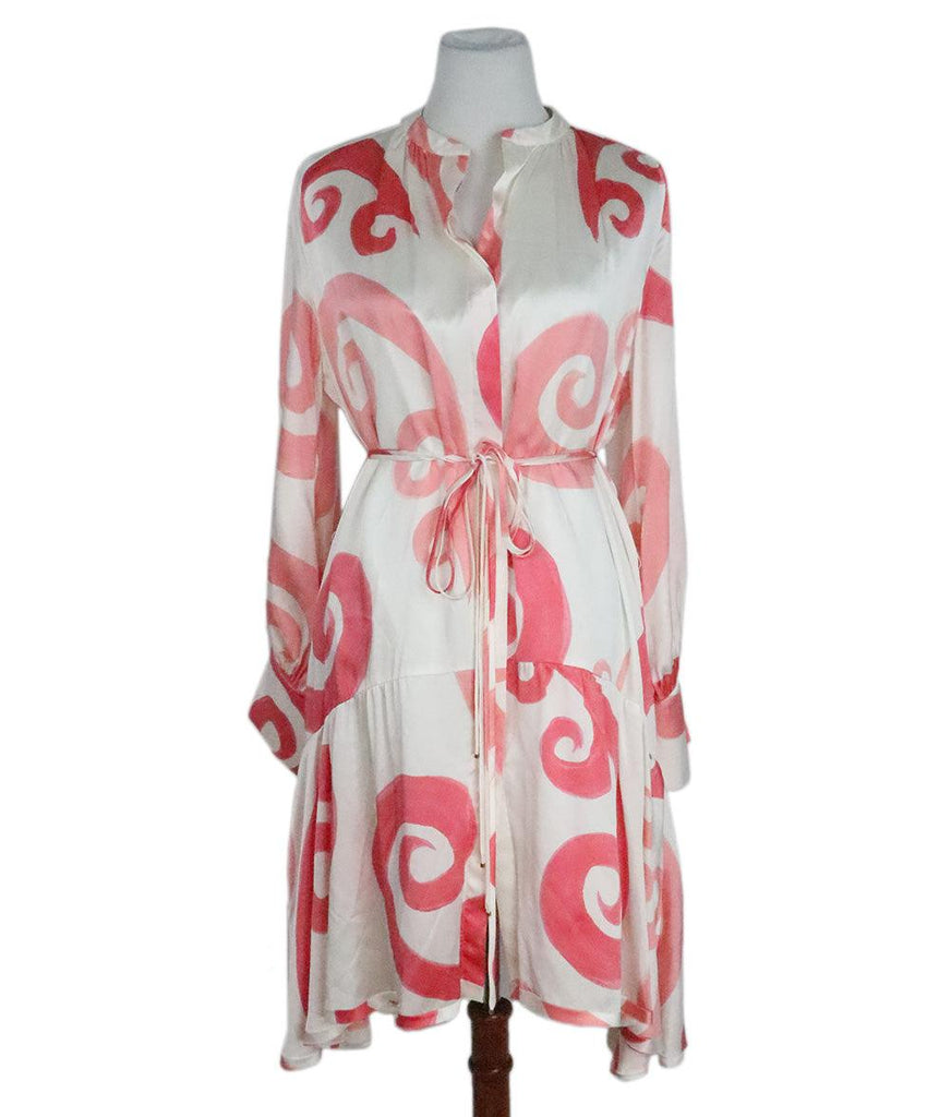Pink & White Print Silk Dress sz 8 - Michael's Consignment NYC