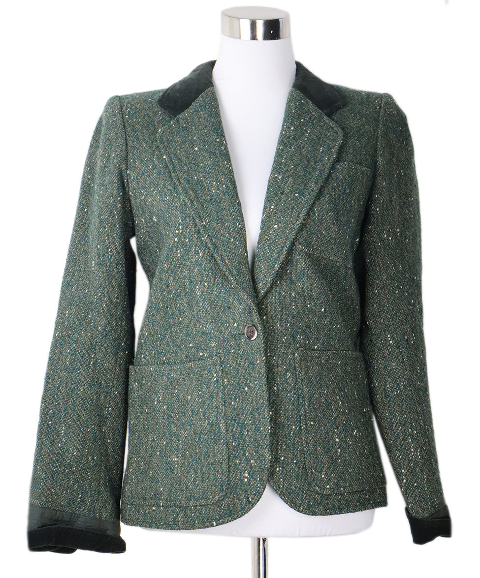 YSL Vintage Green Tweed & Velvet Jacket sz 4 – Michael