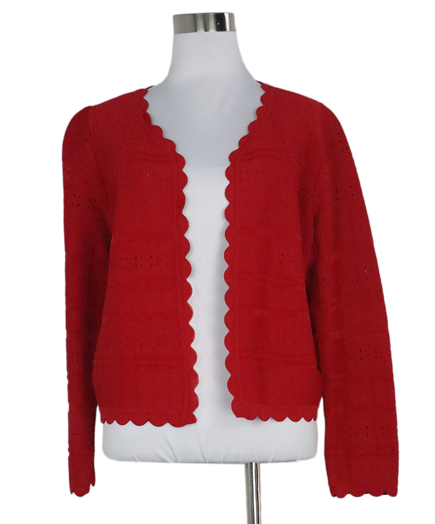 Yigal Azrouel Red Scallop Trim Cardigan 