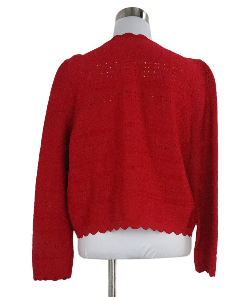 Yigal Azrouel Red Scallop Trim Cardigan 2