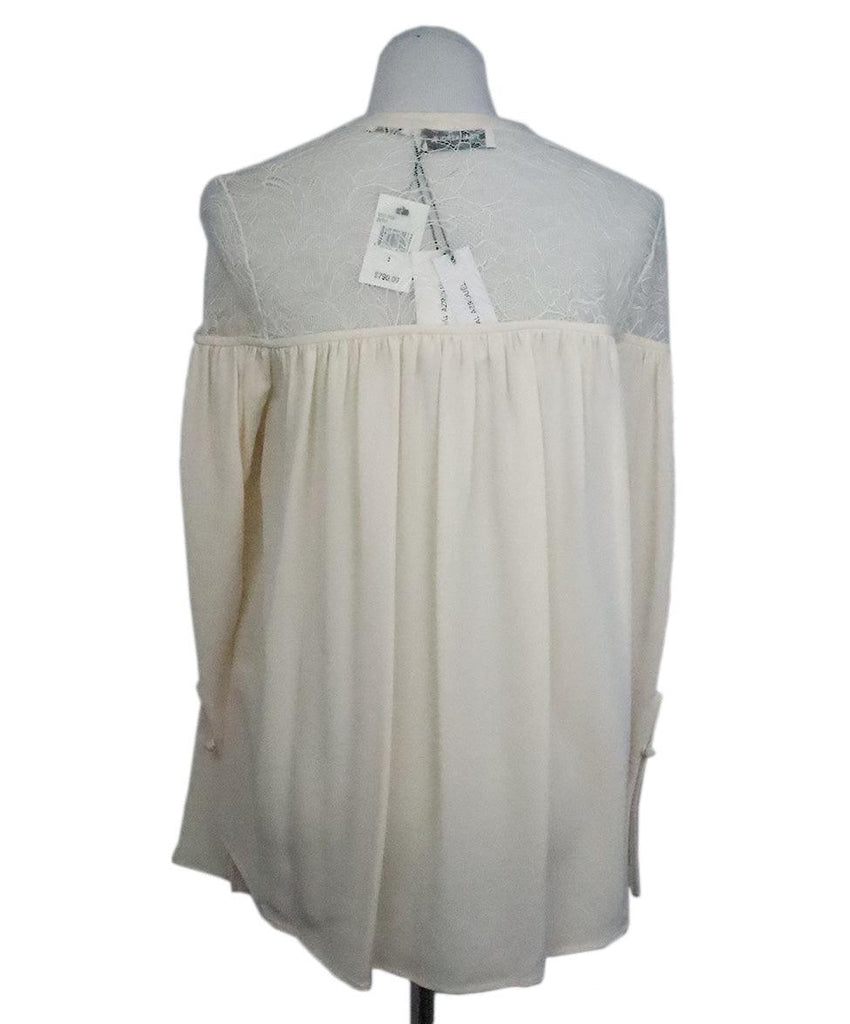 Yigal Azrouel White Silk & Lace Blouse sz 6 - Michael's Consignment NYC