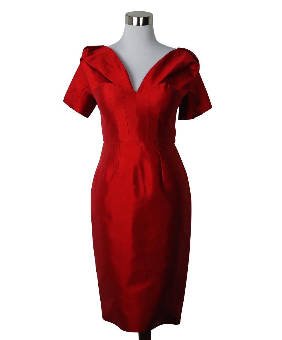 Alexander McQueen Red Silk Dress sz l Michael's Luxury