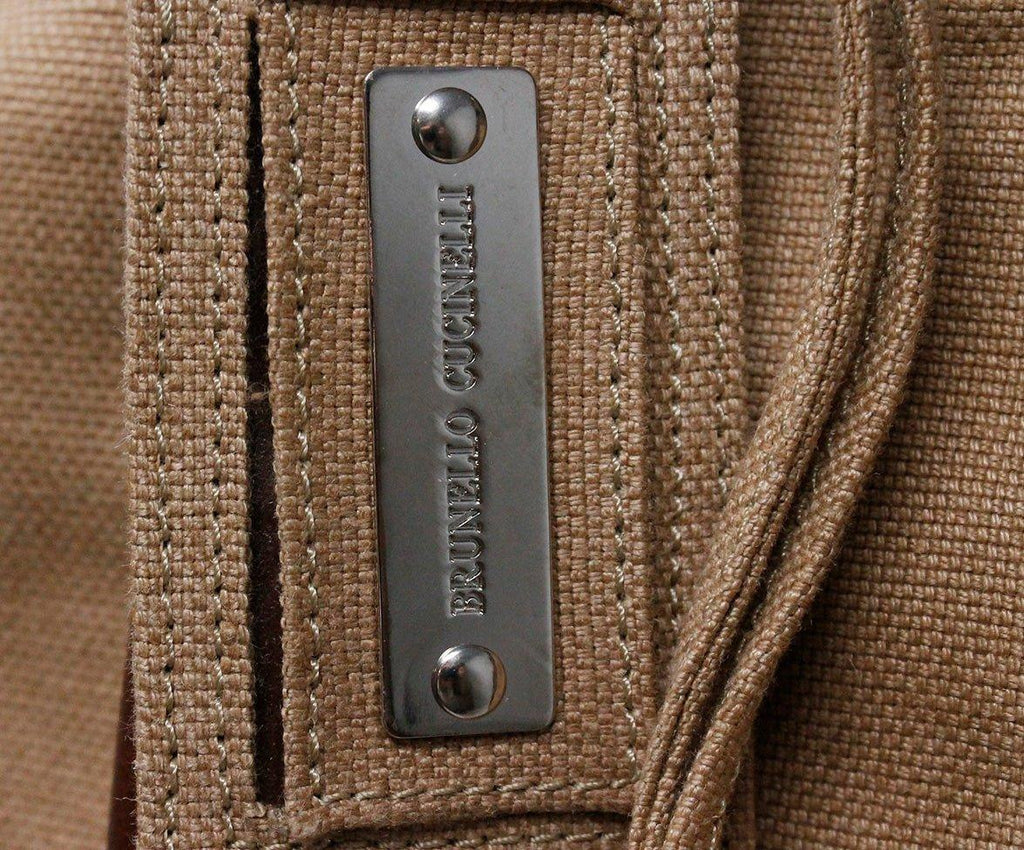 Brunello Cucinelli Tan Canvas Brown Leather Travel Bag - Michael's Consignment NYC