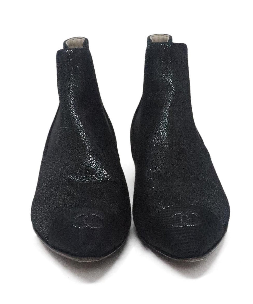 Chanel Black Iridescent Suede Booties sz 5.5 - Michael's Consignment NYC