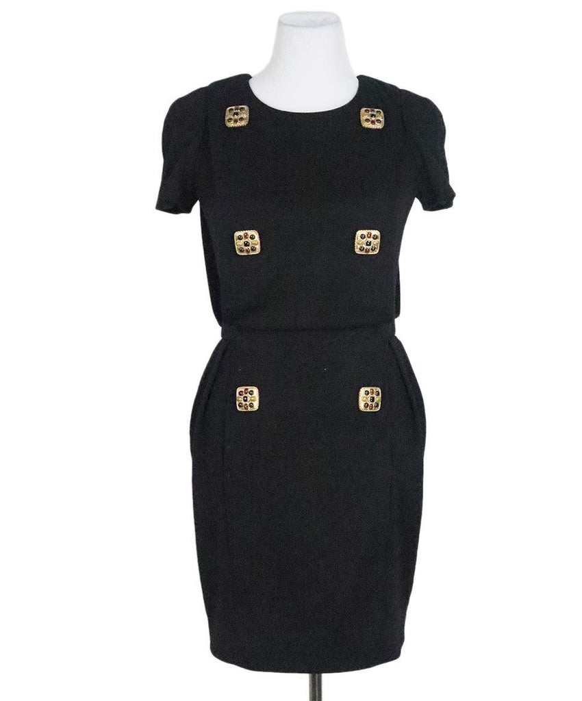 Chanel Black Wool Dress w/ Gold Buttons sz 2 - Michael's Consignment NYC
