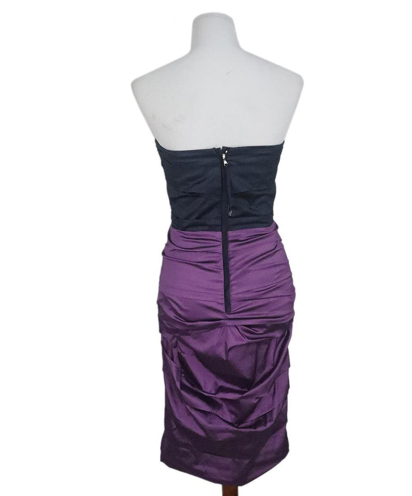 Dolce & Gabbana Navy & Purple Gathered Silk Dress sz 4 - Michael's Consignment NYC