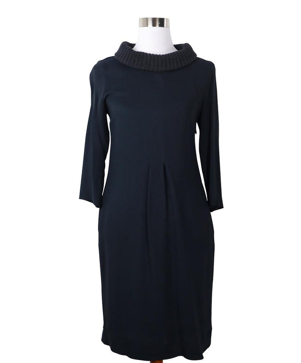 Fabiana Filippi Navy Silk & Grey Knit Dress sz 4 l Michael's Luxury  Consignment – Michael's Consignment NYC