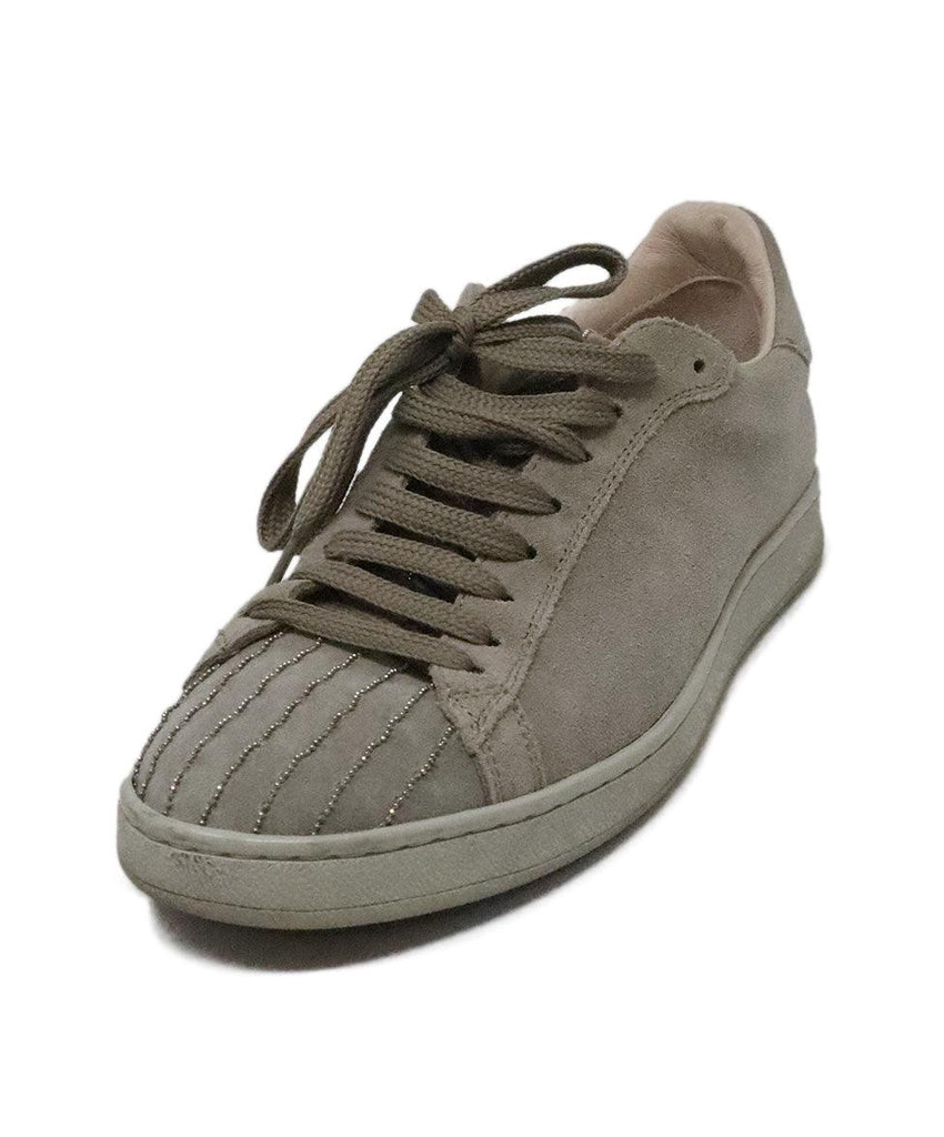 Fabiana Filippi Taupe Suede Beaded Sneakers sz 6 - Michael's Consignment NYC