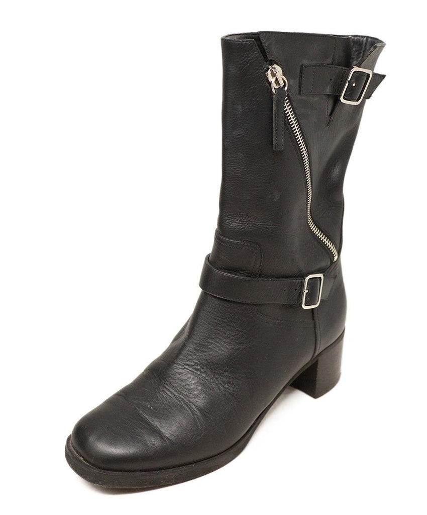 Giuseppe Zanotti Black Leather Silver Zipper Boots sz 37.5 - Michael's Consignment NYC