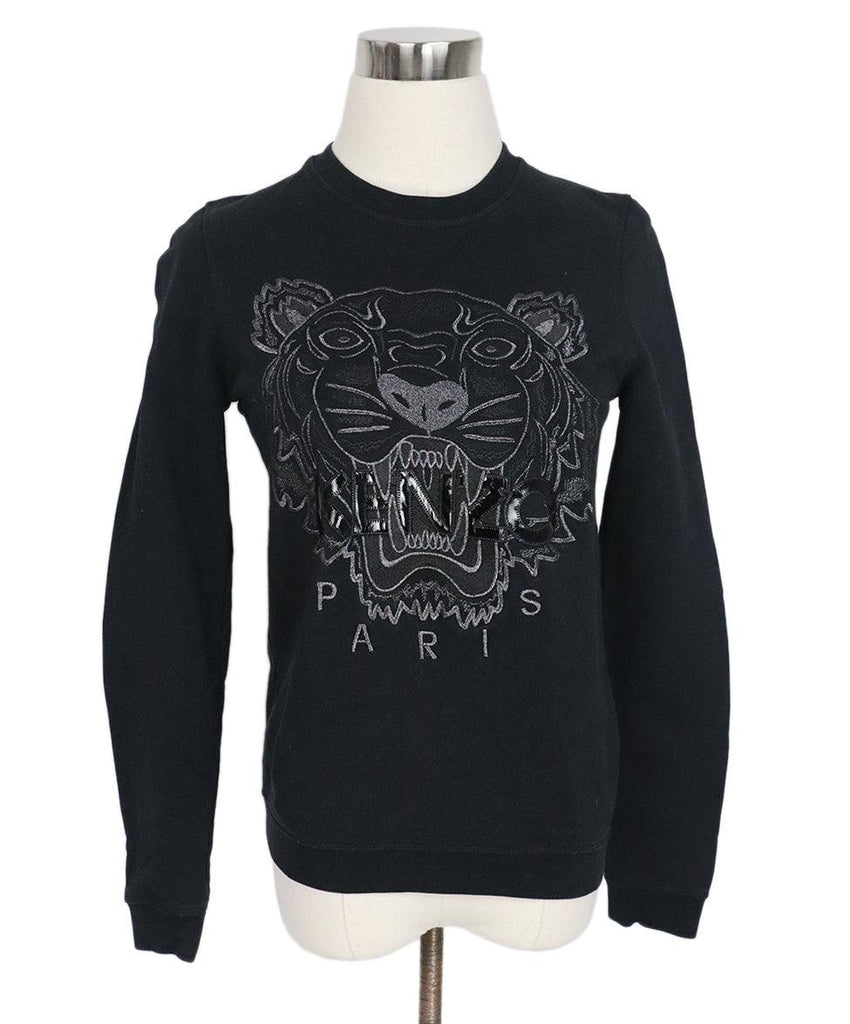 Kenzo Black Cotton Tiger Print Sweatshirt sz 2 - Michael's Consignment NYC