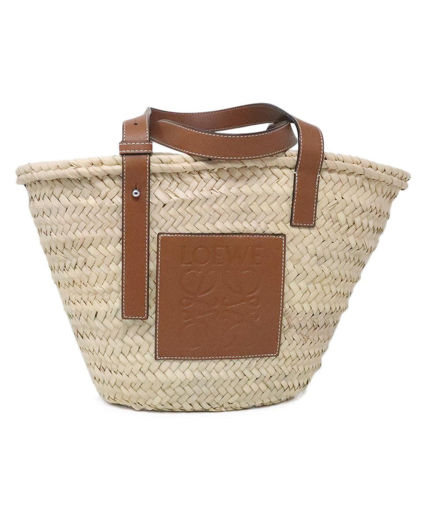 Loewe Straw Basket Bag w/ Brown Leather Straps - Michael's Consignment NYC