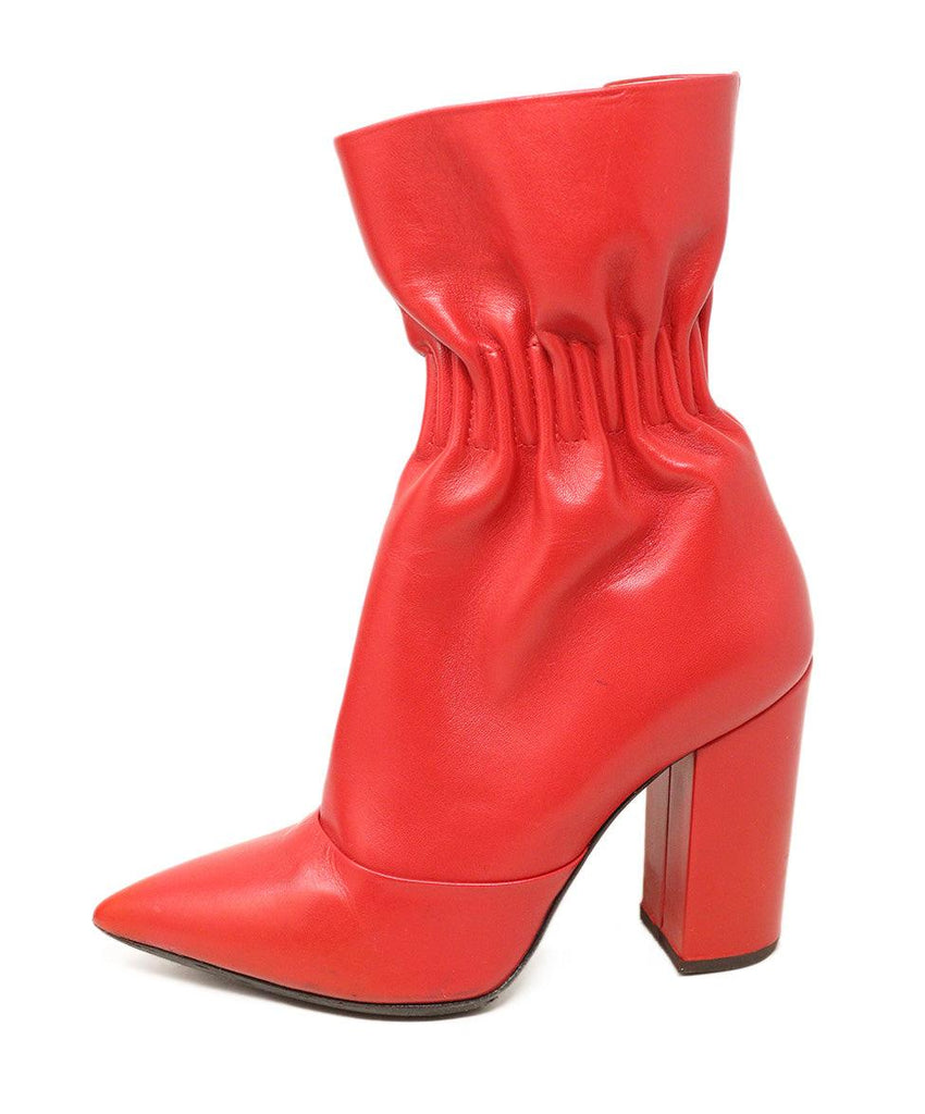 Msgm Red Leather Gathered Booties sz 38 - Michael's Consignment NYC