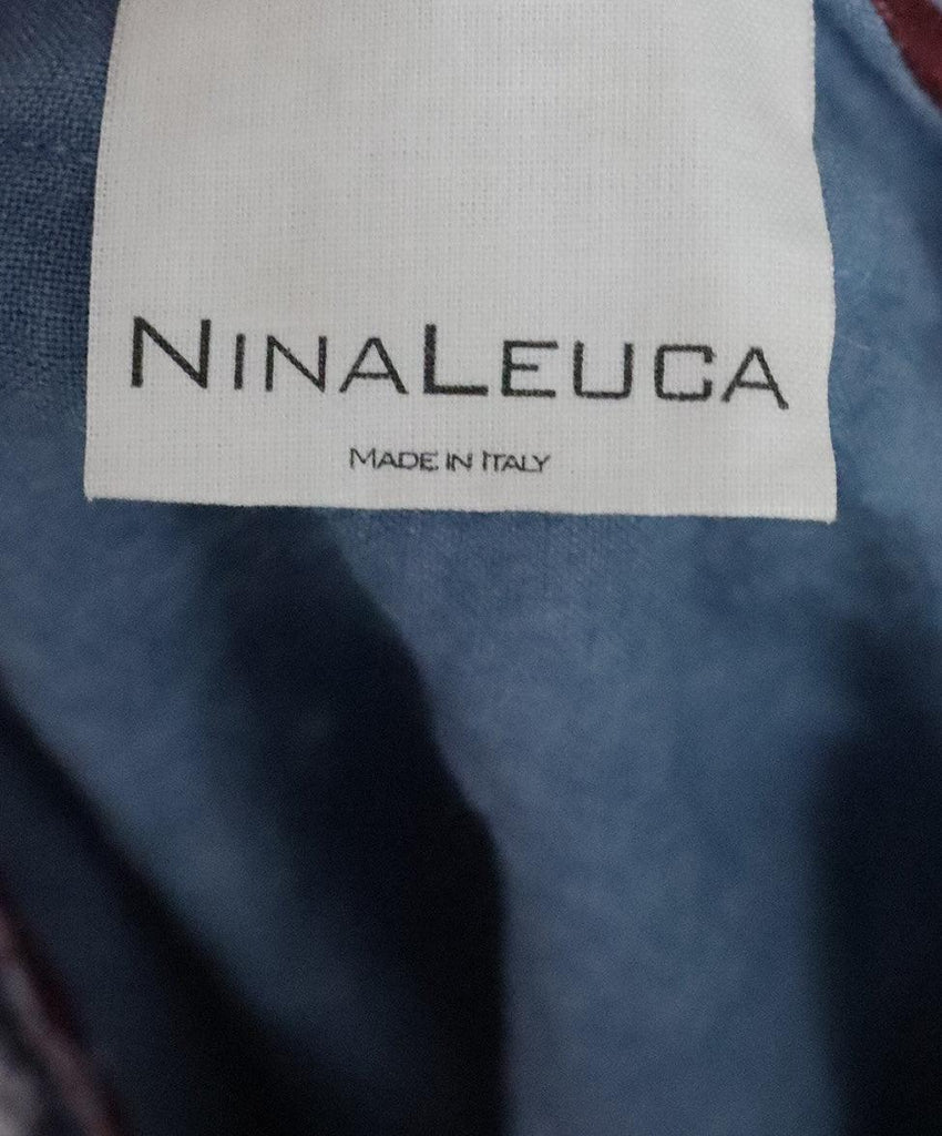 Nina Leuca Light Blue & Red Crochet Linen Blouse sz 6 - Michael's Consignment NYC