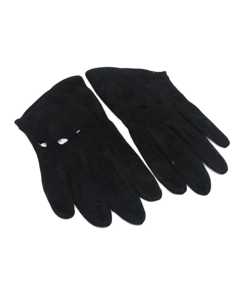 Piazza Sempione Black Suede Cutout Gloves - Michael's Consignment NYC