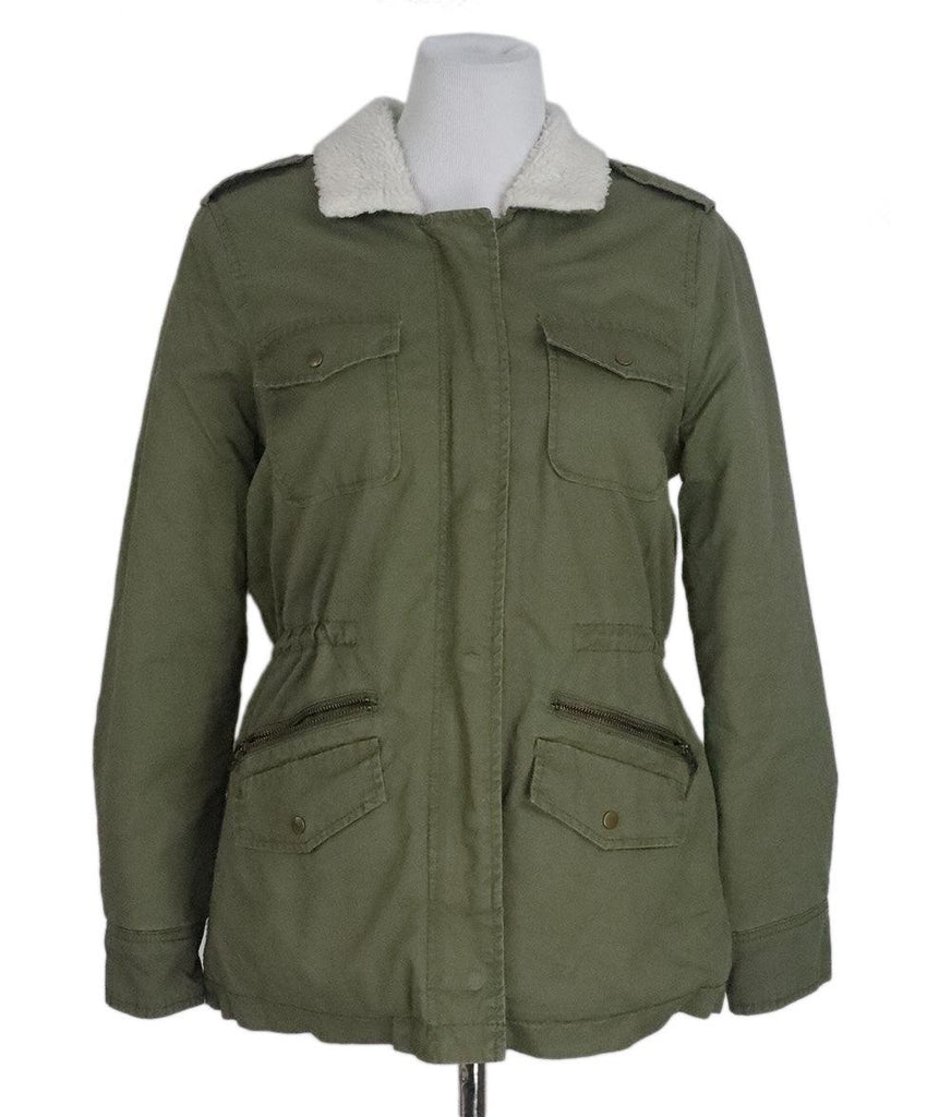 Velvet Olive Green Cotton Jacket w/ Faux Fur sz 2 - Michael's Consignment NYC