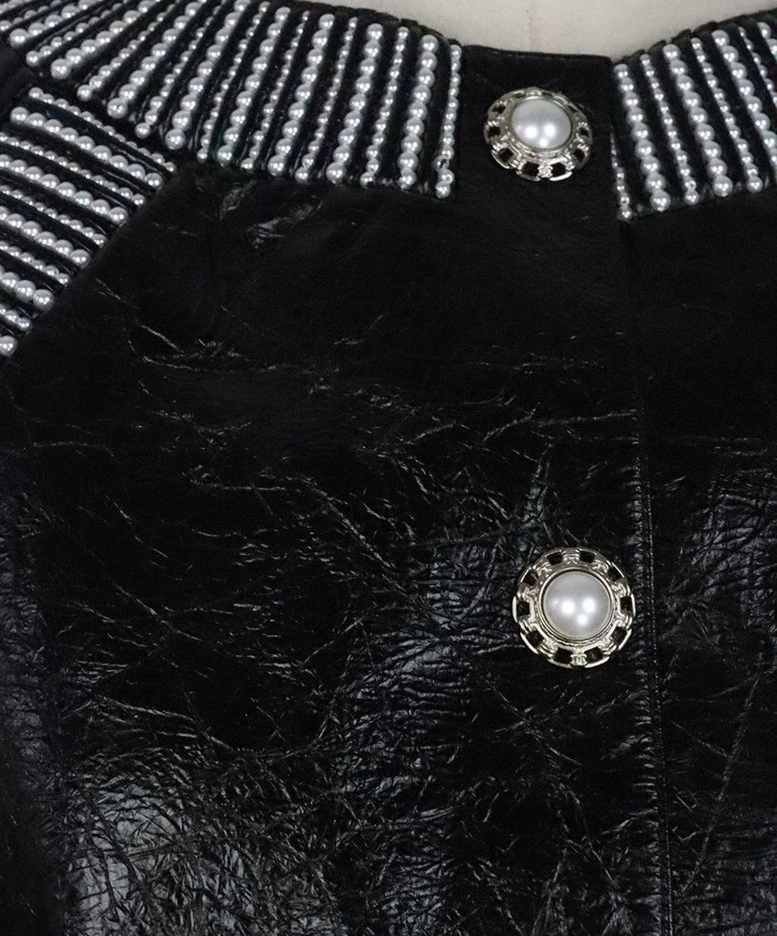 Chanel Black Crinkled Leather Jacket 5