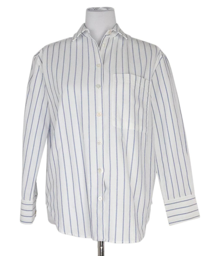 AYR White & Blue Striped Cotton Top sz 2 - Michael's Consignment NYC