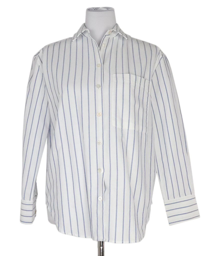 AYR White & Blue Striped Cotton Top 